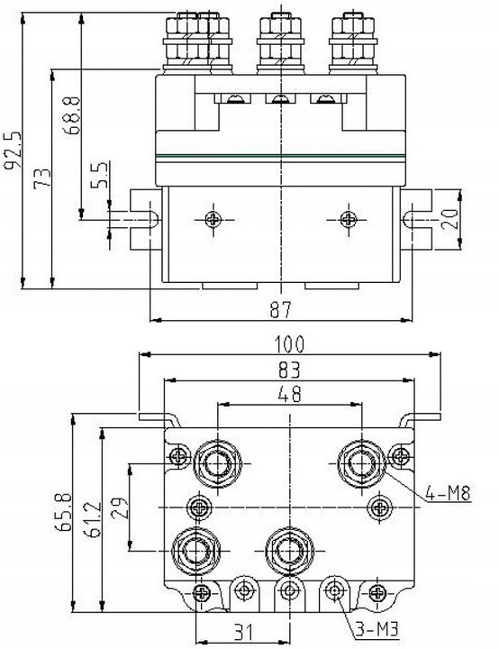 PRZEKAŹNIK STYCZNIK SOLENOID 500A12/24V WYCIĄGARKA