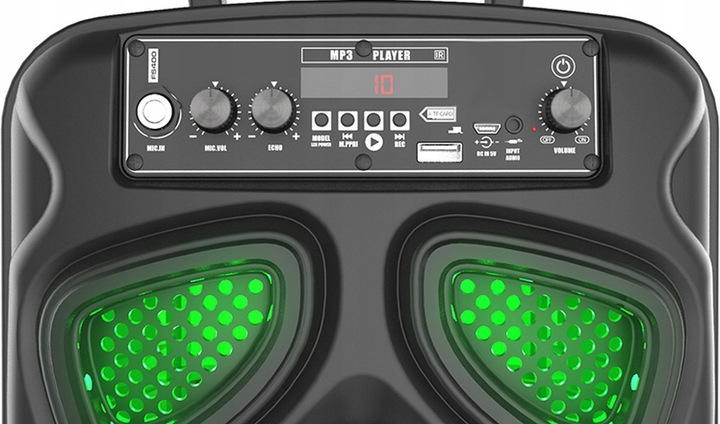 GŁOŚNIK BEZPRZEWODOWY PRZENOŚNY KARAOKE BLUETOOTH RADIO MIKROFON LED USB