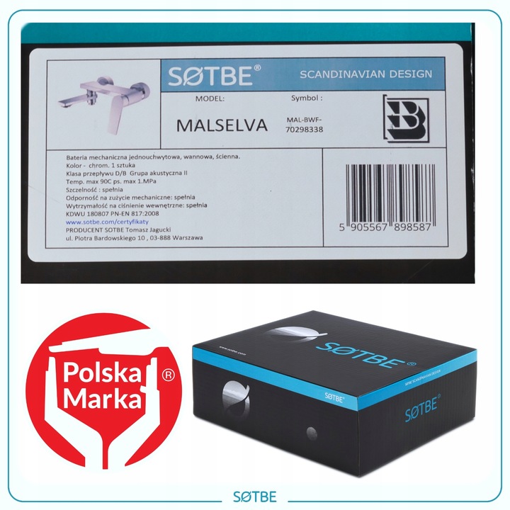 Bateria wannowa ścienna z ruchomą wylewką Kran do wanny z prysznicem SOTBE