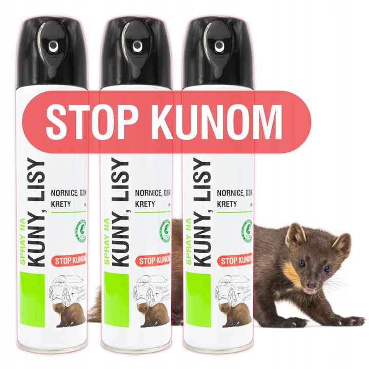 3x Spray na Kuny ODSTRASZACZ KUN Zestaw VACO MAX