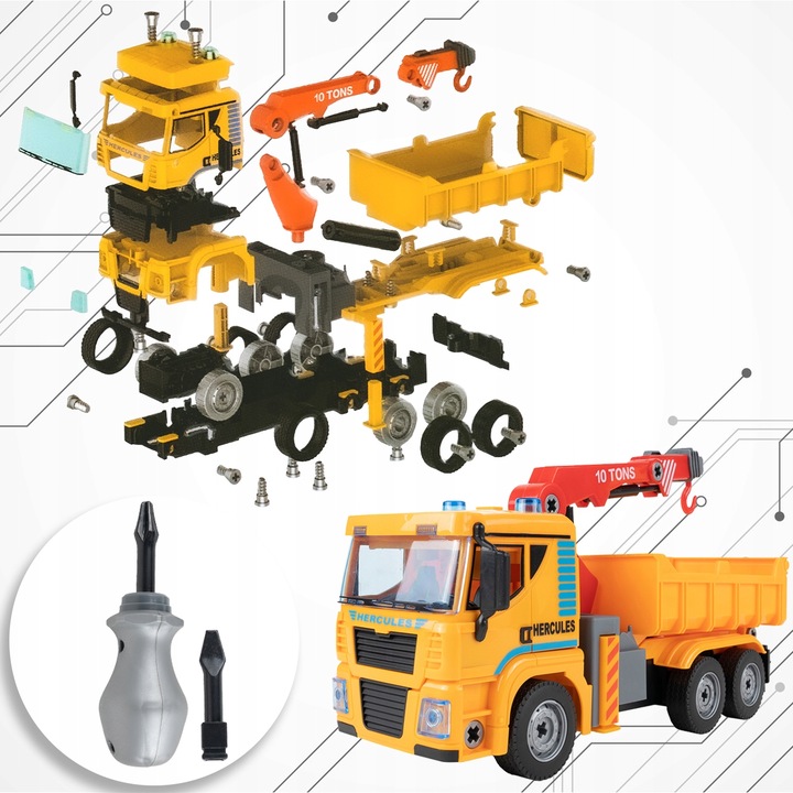 DZWIG AUTO DO SKRĘCANIA MONTAŻU MAŁY MAJSTERKOWICZ W WALIZCE DLA DZIECI