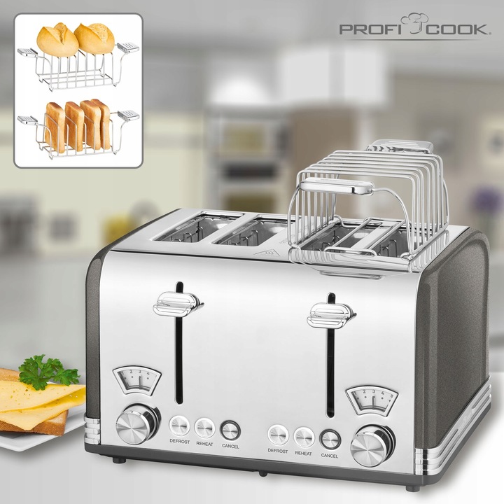 TOSTER NA 4 KROMKI PROFICOOK PC-TA ANTRACYT