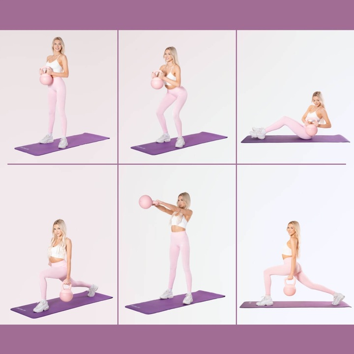 Kettlebell Odważnik Hantla Ciężar Do Ćwiczeń Fitness Różowy 8 kg DrFit