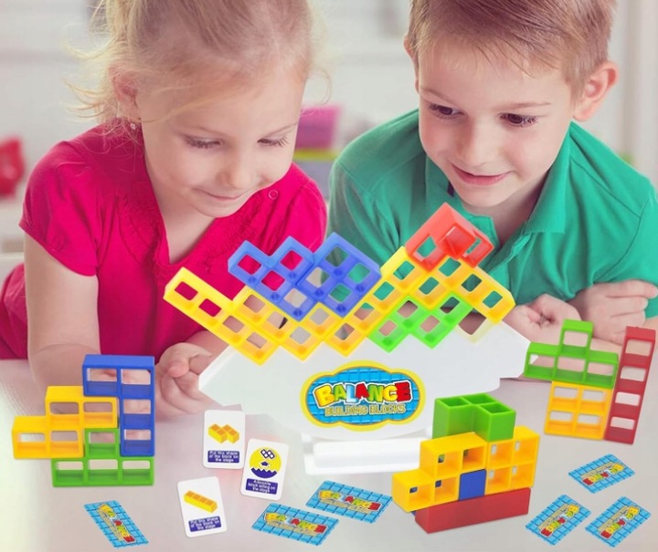 64-CZĘŚCIOWA GRA RÓWNOWAŻĄCA EDUKACYJNA UKŁADANKA DLA DZIECI TETRA TOWER 3D