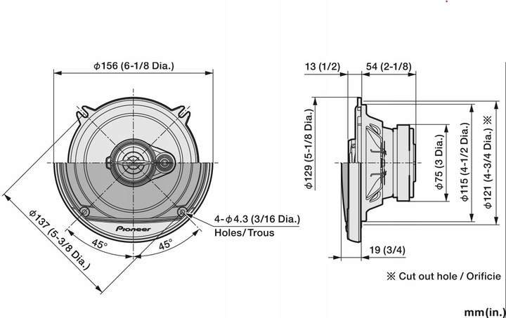 PIONEER TS-A1371F GŁOŚNIKI 3-DROŻNE 13cm maksymalna moc 300W