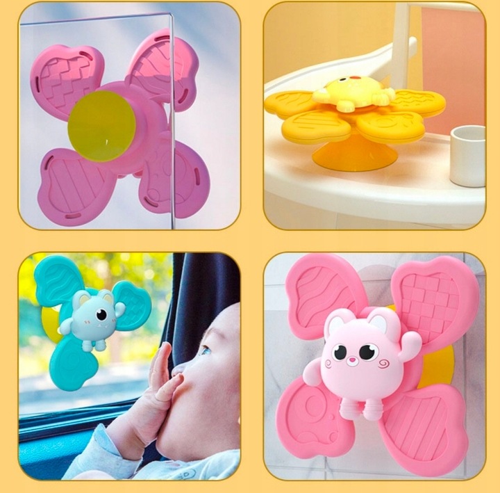 BOX ZESTAW ZABAWEK SENSORYCZNYCH 3W1 KACZKA PIŁKA SPINNER DLA NIEMOWLĄT