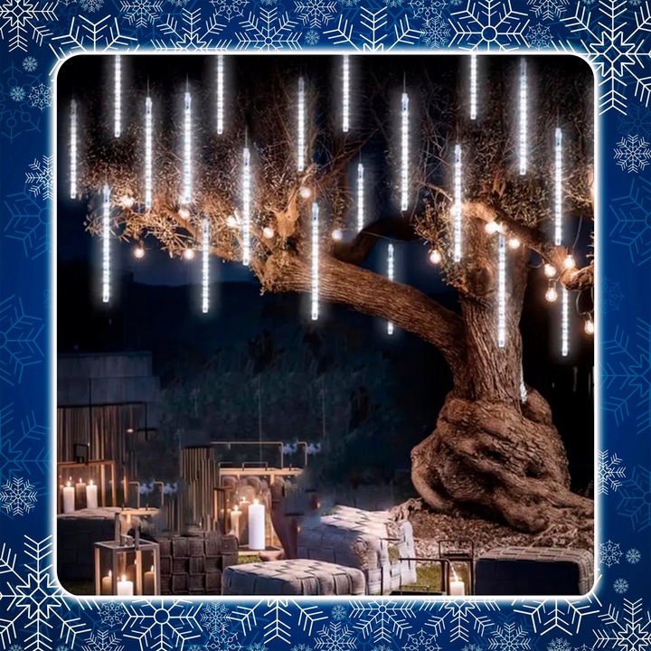 METEORY 10 SPOLI 50 CM 360 LED LAMPKI PADAJĄCY ŚNIEG SOPLE GIRLANDA 8 m