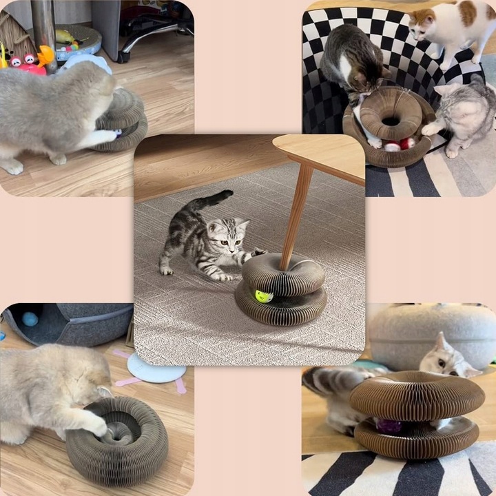 Drapak Dla Kota Zabawka Interaktywna Drapak z Piłką i Tunelem + Kocimietka