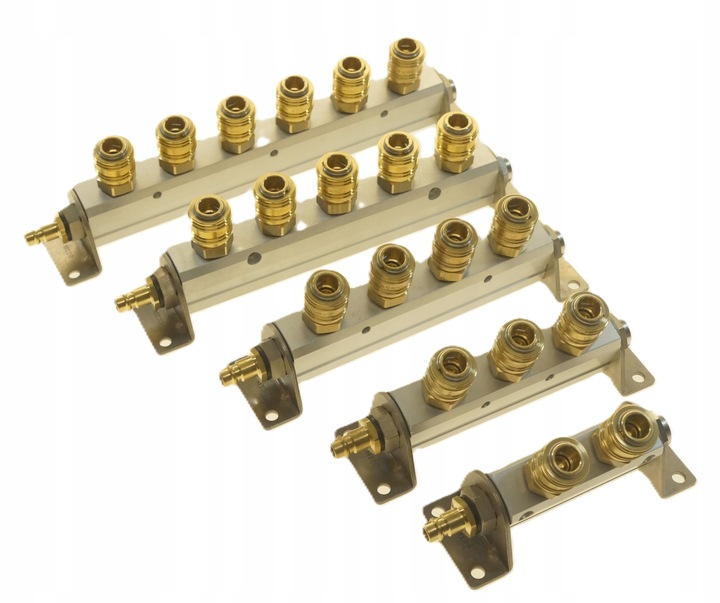 ROZDZIELACZ POWIETRZA Z UCHWYTEM 3 x SZYBKOZŁĄCZKA 3/8 TYP 26, WTYK RQS