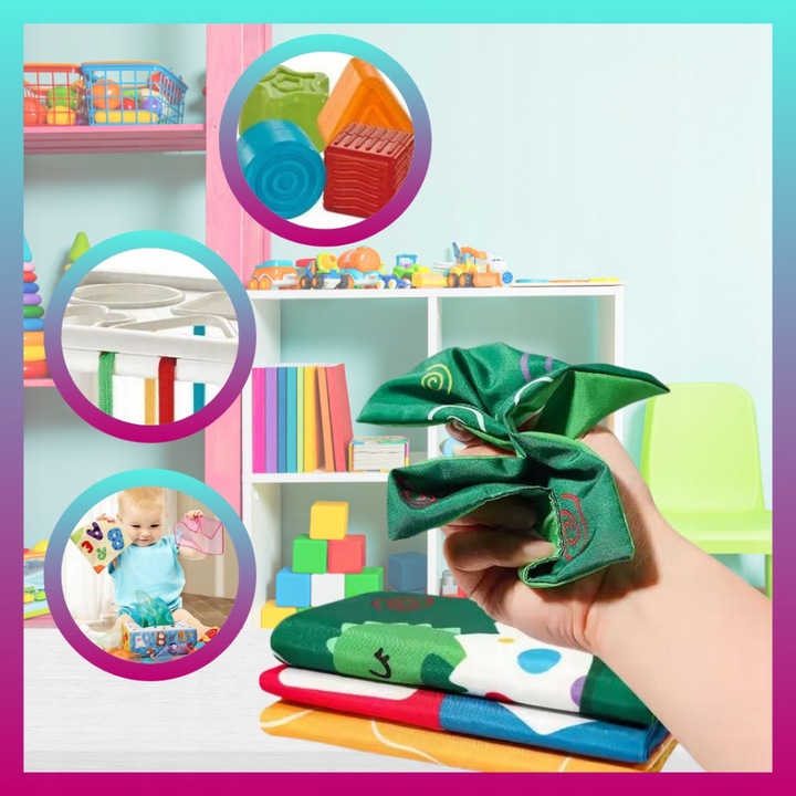 Zestaw Zabawek Sensorycznych Montessori 6w1 dla dziecka 6-12 msc 34 element