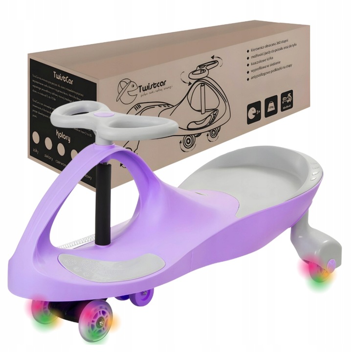 Jeździk Grawitacyjny Twistcar Dla Dzieci Świecące Kółka Kauczukowe LED