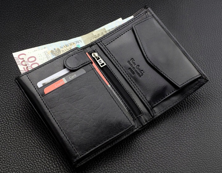 Portfel Męski Pierre Cardin Skórzany Czarny RFID Torebka Certyfikat Q1