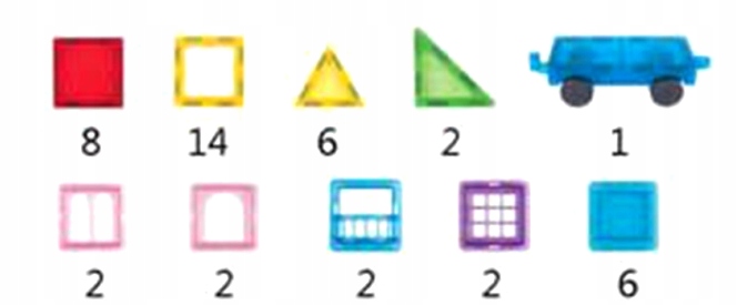 KLOCKI MAGNETYCZNE 3D konstrukcyjne DUŻE Zestaw 45 el. Magnetic Tiles