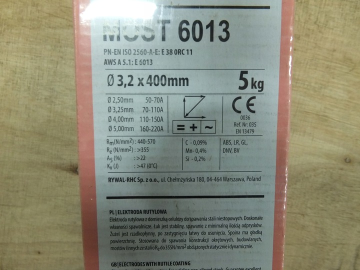 Elektrody spawalnicze MOST 6013 różowe Ø3,2x400mm 5kg