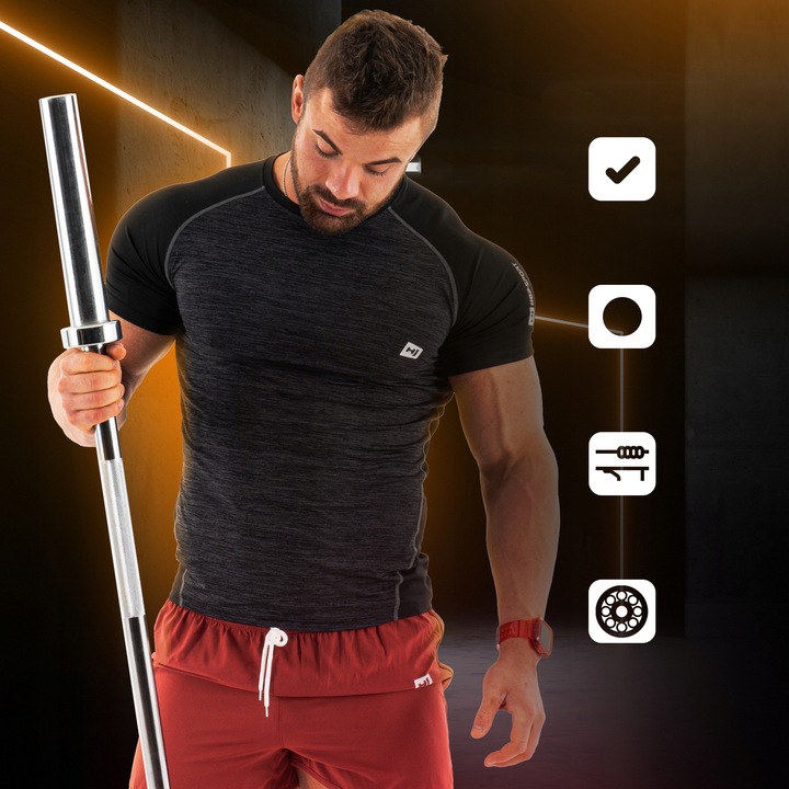 Gryf olimpijski prosty do sztangi pełny odlew ze stali 220cm 320kg zaciski