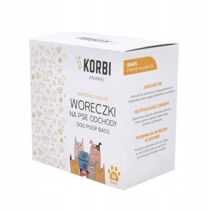 WORECZKI NA PSIE ODCHODY 540 SZTUK BIODEGRADOWALNE WORKI NA KUPY BIO + ETUI