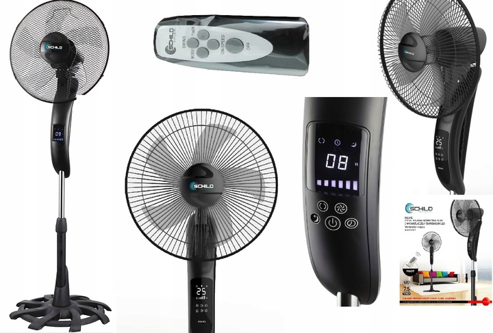 LCD WIATRAK PODŁOGOWY WENTYLATOR STOJĄCY PILOT XXL SOLIDNY I MOCNY SCHILD