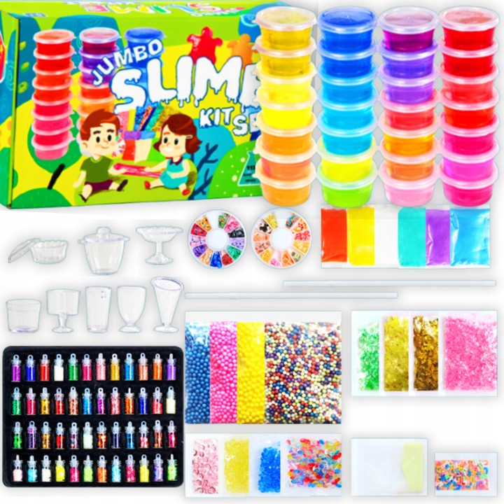 ZESTAW SLIME DO ROBIENIA GLUTÓW WIELKI KREATYWNY 120w1 BOX PREZENT XXL