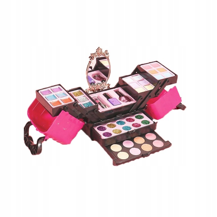 ZESTAW KOSMETYKÓW DO MAKIJAŻU I PAZNOKCI KUFEREK MAKE UP PREZENT DLA DZIECI
