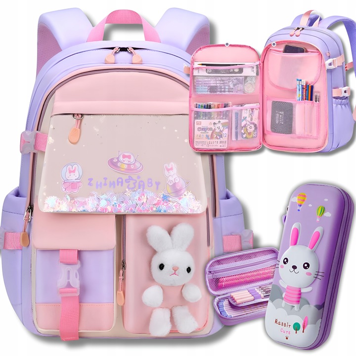 PLECAK SZKOLNY TORNISTER PIÓRNIK KRÓLIK ZAJĄC DLA DZIEWCZYNKI BN 180 kl 1-3