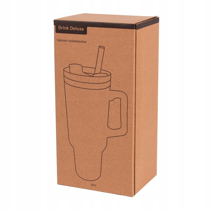 KUBEK TERMICZNY z Uchwytem i Słomką SZCZELNY 900 ml do AUTA STAL Nierdzewna