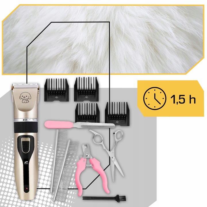 MASZYNKA DO STRZYŻENIA PSÓW PSA KOTA ZWIERZĄT ZESTAW CICHA PROFESJONALNA