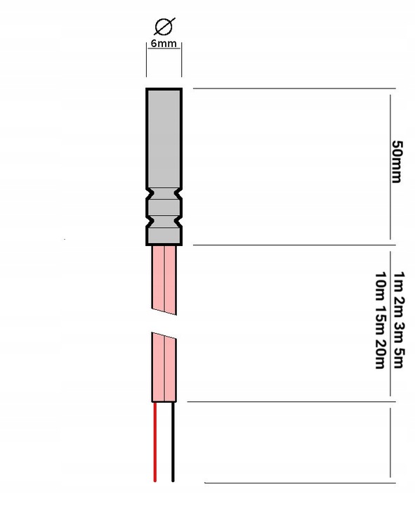 Czujnik Temperatury NTC 10K Przewód Silikonowy 3m