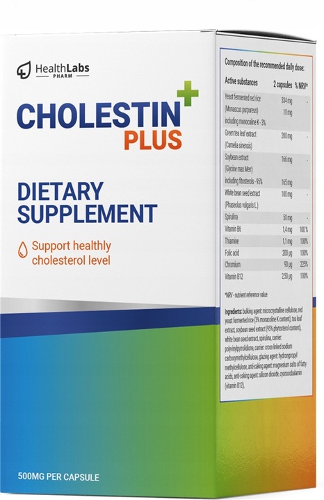 Cholestin Plus - 30 Kapsułek na Prawidłowy Cholesterol i Zdrowe Serce - HLP