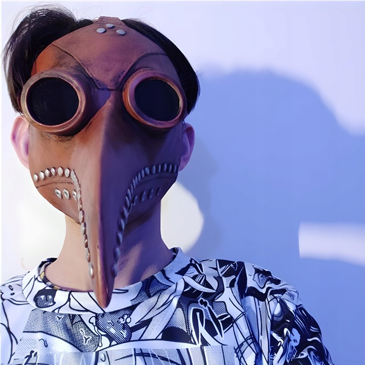 MASKA KRUKA PTAKA DOKTORA PLAGI LATEKSOWA BRĄZ DŻUMA CZARNA ŚMIERĆ PANDEMIA