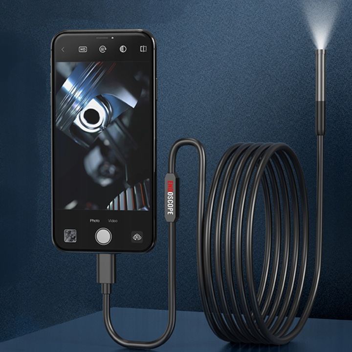 KAMERA INSPEKCYJNA ENDOSKOP DO TELEFONU WARSZTATOWA 3MPix IP67 OBIEKTYW 8mm