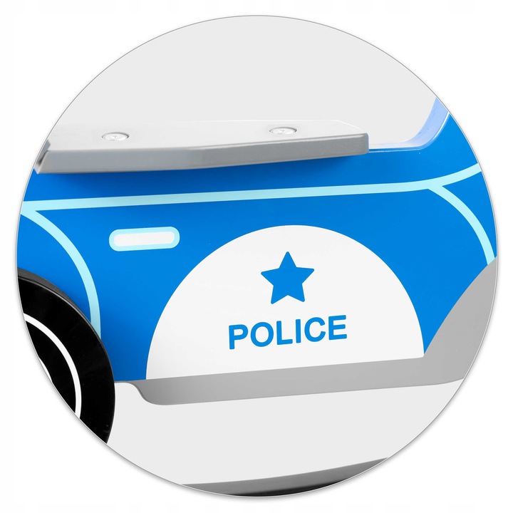 AUTO KOŃ NA BIEGUNACH POLICJA ZABAWKA NA BIEGUNACH DREWNIANY BUJACZEK