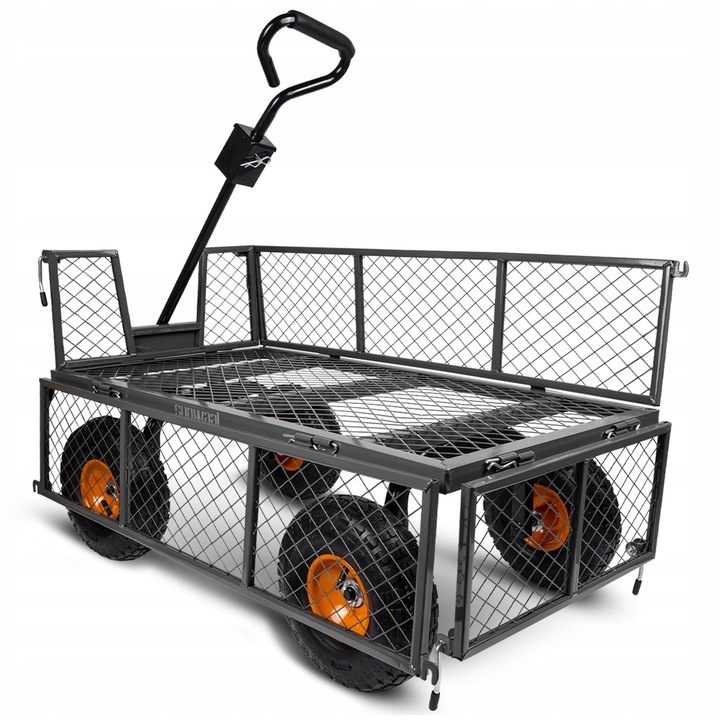 WÓZEK OGRODOWY TRANSPORTOWY PRZYCZEPKA TACZKA KOŁA PLANDEKA DO 400KG 100L