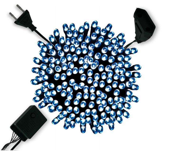 Lampki CHOINKOWE 500 LED ZIMNY BIAŁY zewnetrzne/wewnetrzne z programatorem