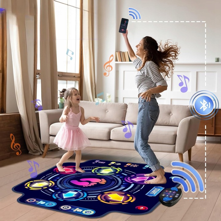 DUŻA MATA TANECZNA DLA DZIECI Z BLUETOOTH LED 9 TRYBÓW 5 PRĘDKOŚCI