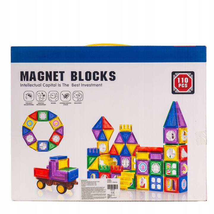 Klocki Magnetyczne 3D Zamek i Pojazdy Duży Zestaw 110 Elementów Edukacyjne