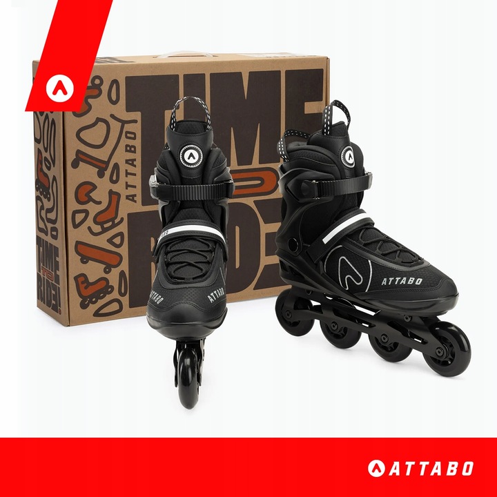 Rolki męskie ATTABO Bricker 45 Fitness czarne ABEC-7 ALUMINIOWA SZYNA