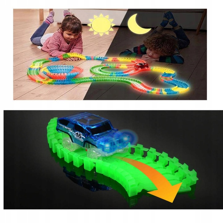 MAGICZNY TOR SAMOCHODOWY ŚWIECĄCY 200 el AUTO MOST GLOW TRACKS
