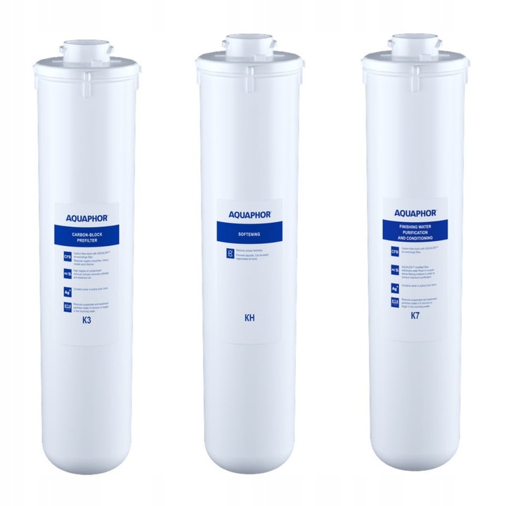 Zestaw 3 x wkład wymienny K3, KH, K7 do filtra wody Aquaphor Kryształ H