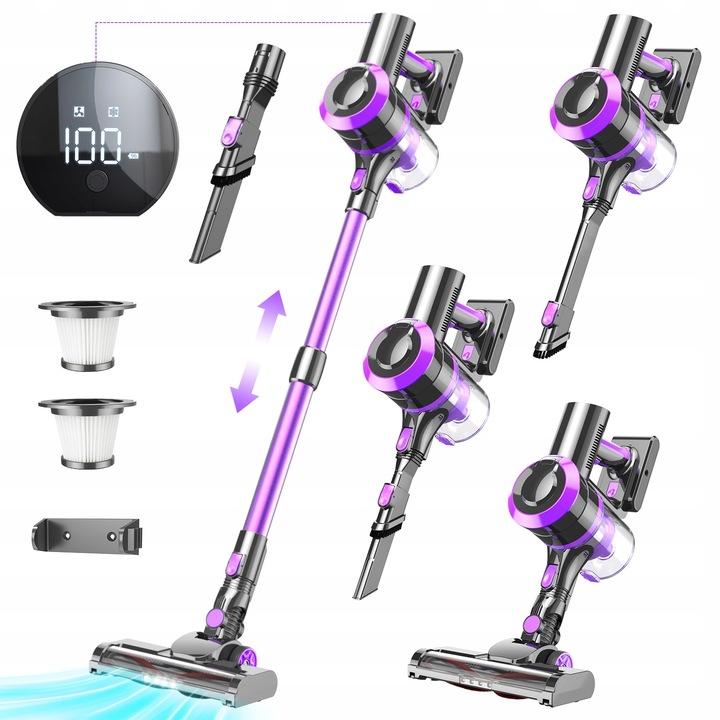 ODKURZACZ AKUMULATOROWY PIONOWY RĘCZNY BEZPRZEWODOWY 400W 4W1 30kPa DO DOMU