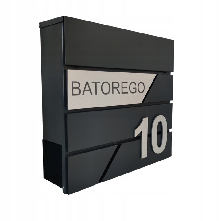 SKRZYNKA POCZTOWA NA LISTY Z ADRESEM NUMER DOMU WZORY DUŻA CZARNA RAL 9005