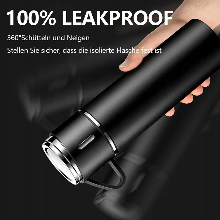 Termos Kubek DO KAWY HERBATY z dzióbkiem VACUUM LOCK STALOWY CZARNY