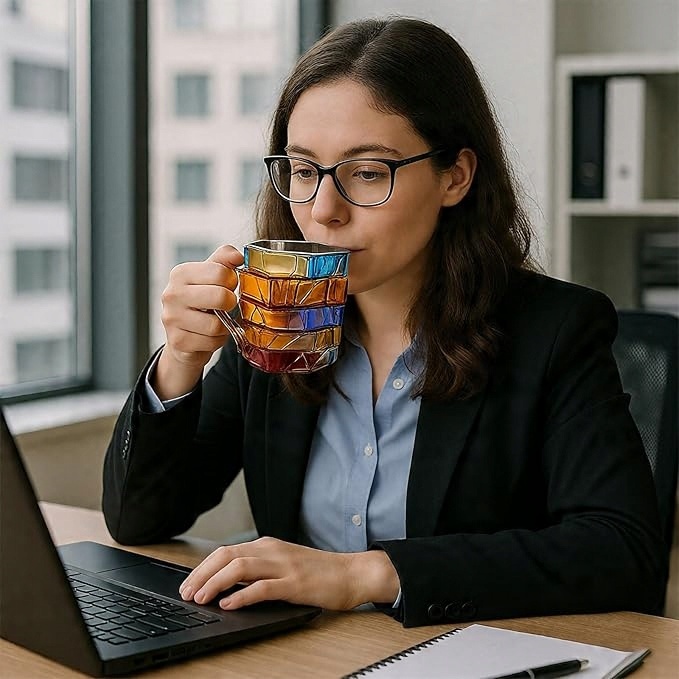 Malowany kubek na książki,3D Malowane książki Stos Szklany kubek do kawy,