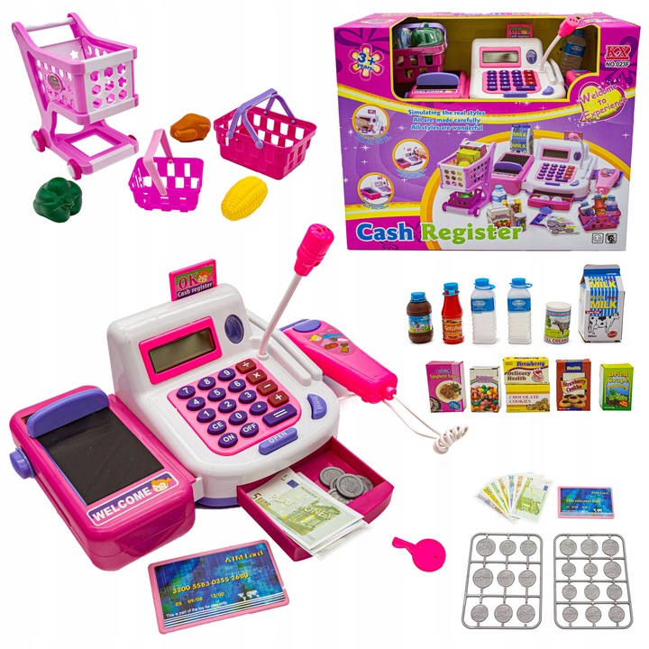 Edukacyjna Kasa Fiskalna Sklepowa Dla Dzieci Wózek Kalkulator Akcesoria