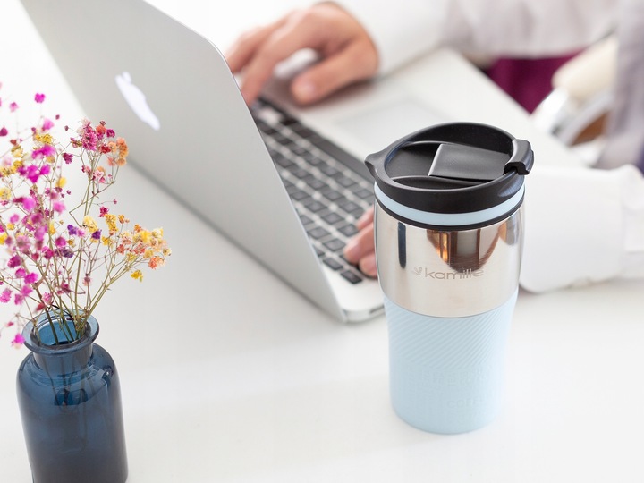 KUBEK TERMICZNY stalowy TERMOS do kawy herbaty szczelny KAMILLE 320ml