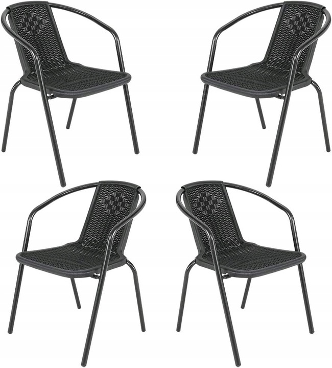 KRZESŁO Krzesła OGRODOWE NA TARAS DO STOŁU Rattan CZARNE