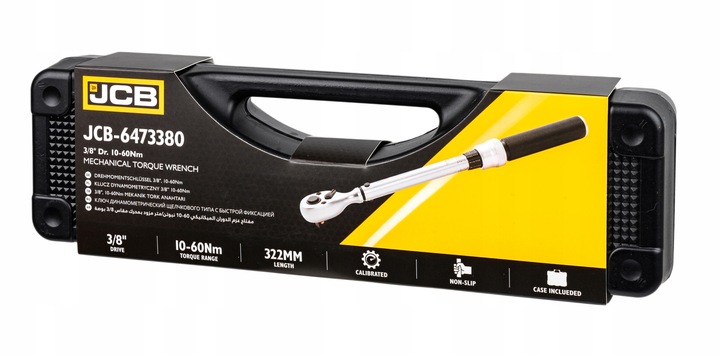 KLUCZ DYNAMOMETRYCZNY Z BLOKADĄ CERTYFIKAT KALIBRACJI ETUI 10-60Nm 3/8" JCB