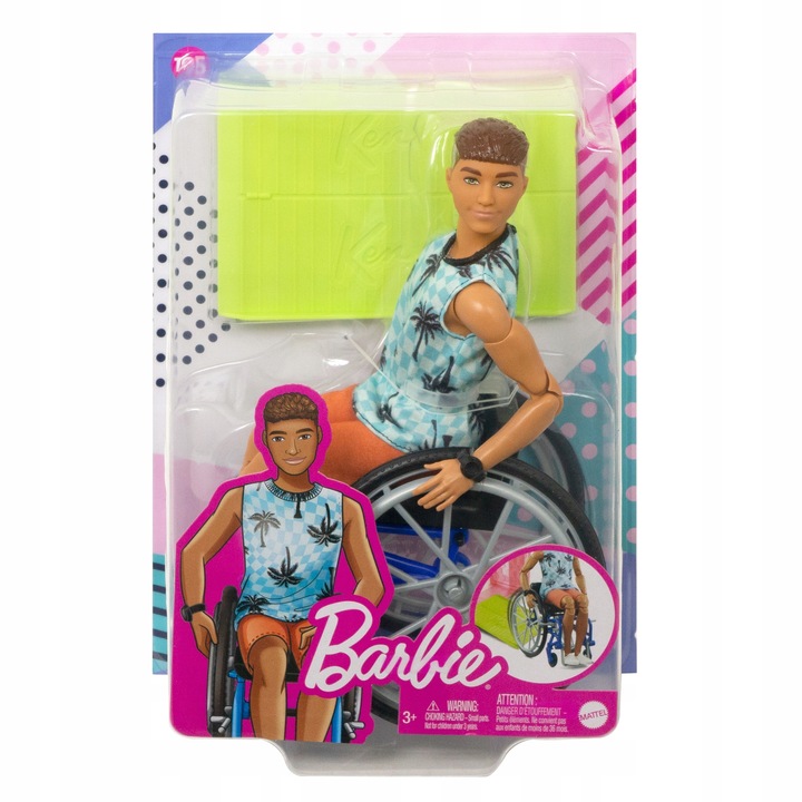 LALKA BARBIE KEN NA WÓZKU INWALIDZKIM zestaw do zabawy dla dzieci +3 lata