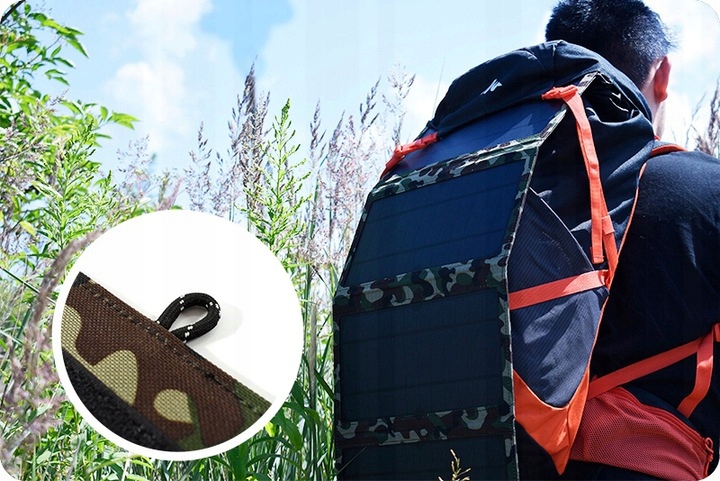 PRZENOŚNY PANEL SŁONECZNY 4 PANELE 2xUSB 20W MATA SOLARNA SKŁADNA W GÓRY