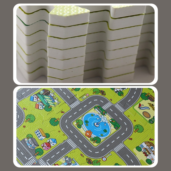 MATA EDUKACYJNA GRUBA 1cm 9szt PUZZLE PIANKOWE DLA DZIECI DROGA MIASTO