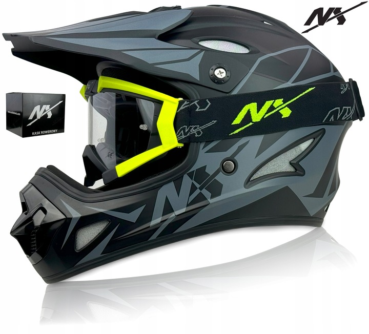 ZESTAW NX KASK + GOGLE DOWNHILL NX EXTREME r.M |KASK ROWEROWY |900g LEKKI